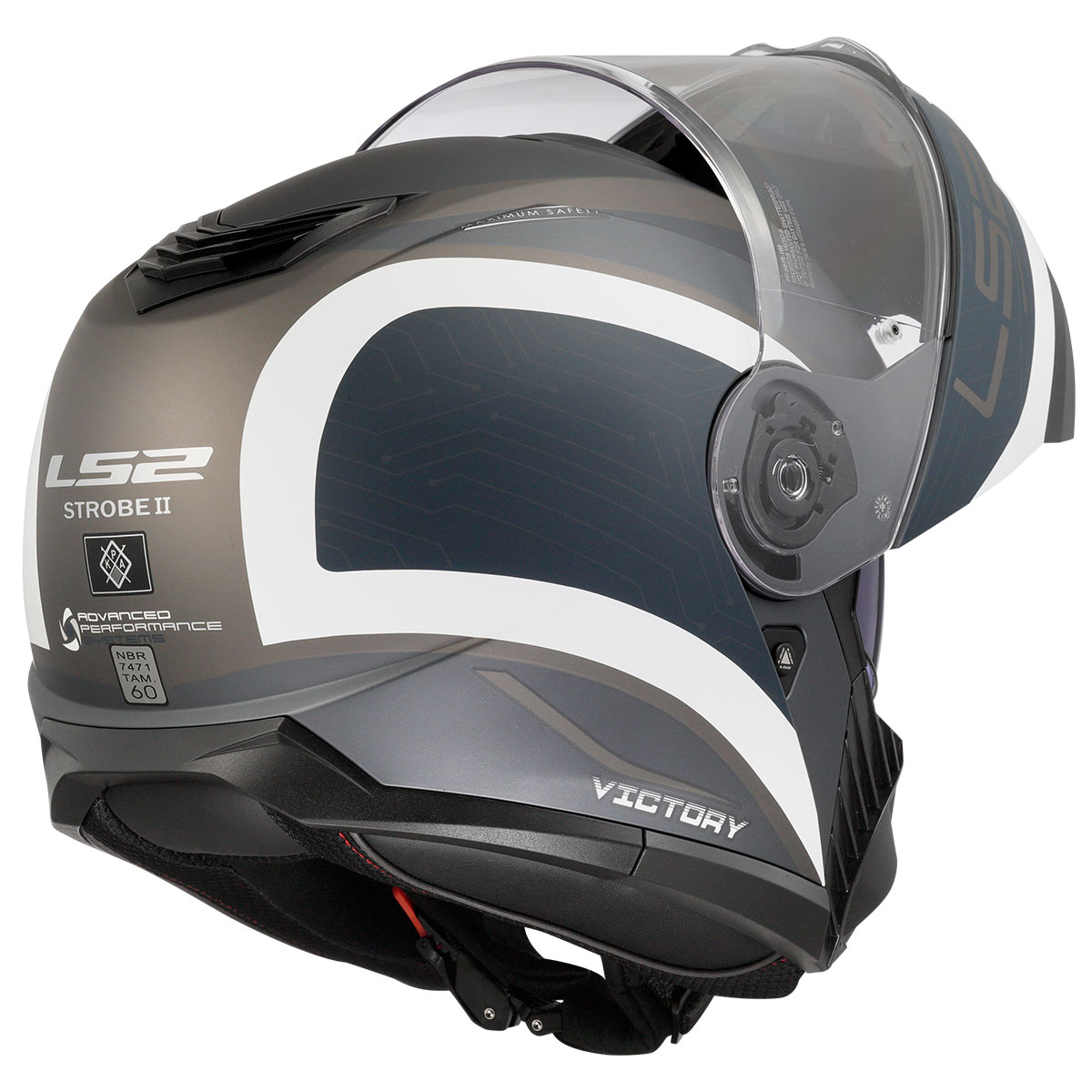 LS2 STROBE 2 VICTORY MAT GRİ-MAVİ-KUM KASK